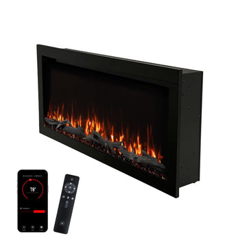 Highmark 40 Inch Smart Linear Electric Fireplace - Premium Flame with 10 Colors, Sleek Hidden Vent Design, Install