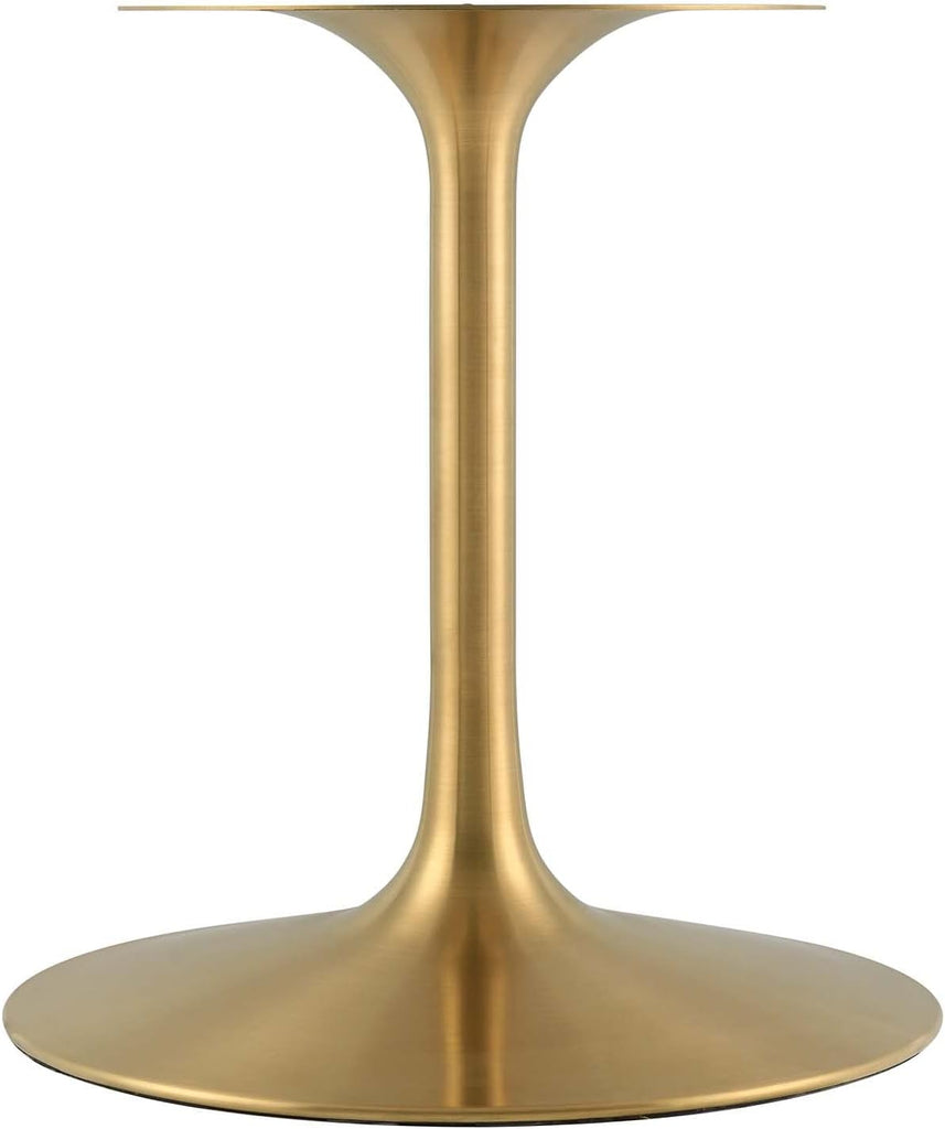 Inspired Tulip Style Oval Pedestal Dining Table — Gold Base / White Top, 78″ Oval