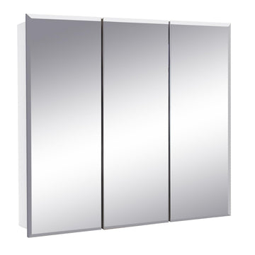 Cyprus Bathroom Medicine Cabinet with Mirror, 25 Inch Recessed or Surface Mount Cabinet, 3 Frameless Mirrored Doors