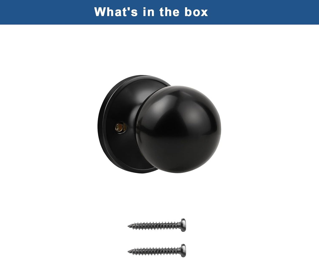 2 Pack Single Side Dummy Door Knob, Matte Black Non-Turning Indoor Door Knob, Closet Door Knobs, Stainless Steel