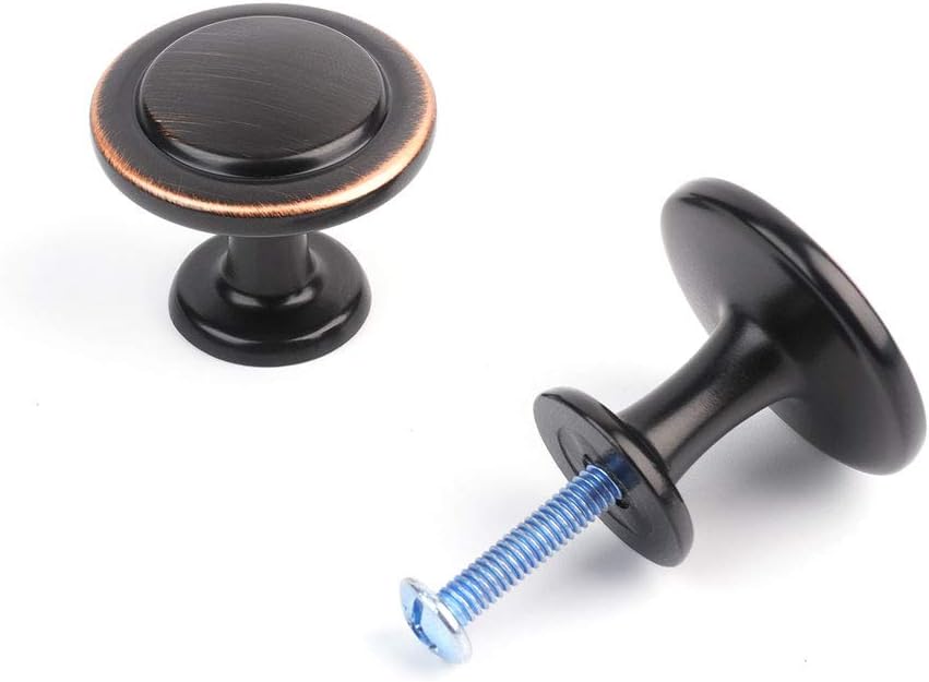 Round Cabinet Knobs Oil Rubbed Bronze Cabinet Pulls, Dia. 1-1/4 Inch, 10 Pack Bronze Drawer Knobs Cabinets 1960 Drawers