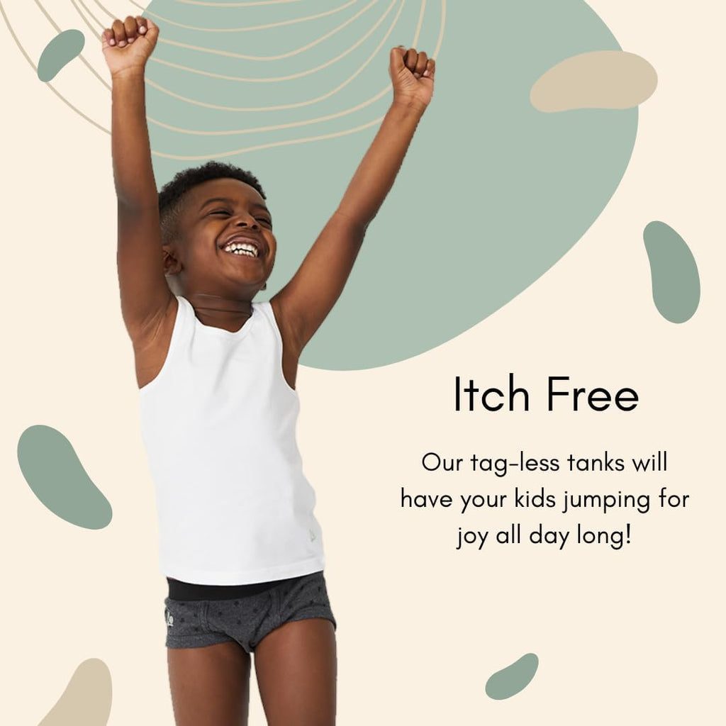 Boys White Tank Top 100% Cotton Tagless Undershirts Pack