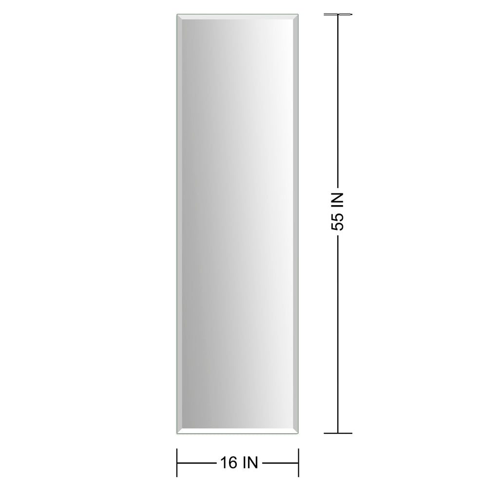 Frameless Full Length Mirror for Wall, 55x16 Inch Bathroom Vanity Mirror
