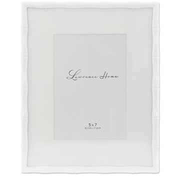 Cast Metal Frame - Bamboo Design, White, 8x10 (5x7 Mat)