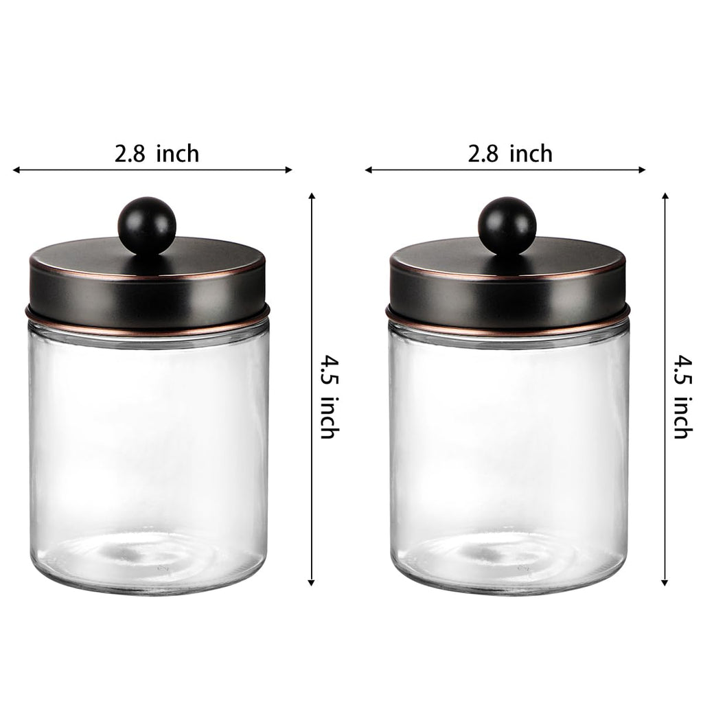 Glass Apothecary Jar Qtip Holder Metal Lids 4pc/ORB
