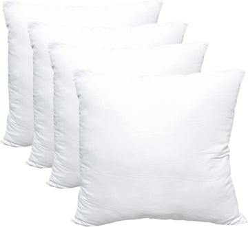Luxury Pillow Inserts, 20 x 20 inches Hypoallergenic Ultra Soft White Polyester Microfiber Durable Couch - Set of 4
