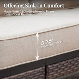 Metal Outdoor Patio Furniture Set - Fire Pit | Beige with Thick Cushions for Patio, Garden & Porch