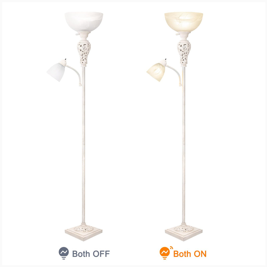 Torchiere Floor Lamp with Adjustable Reading Light Corner