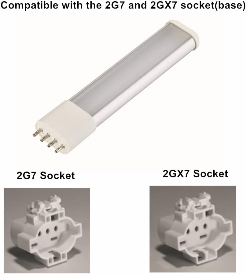 6000K Daylight AC120V 7W 2G7 2GX7 LED Horizontal PL Bulb, 13W 4 Pin Fluorecent CFL Lamp Replacement, Compatiable