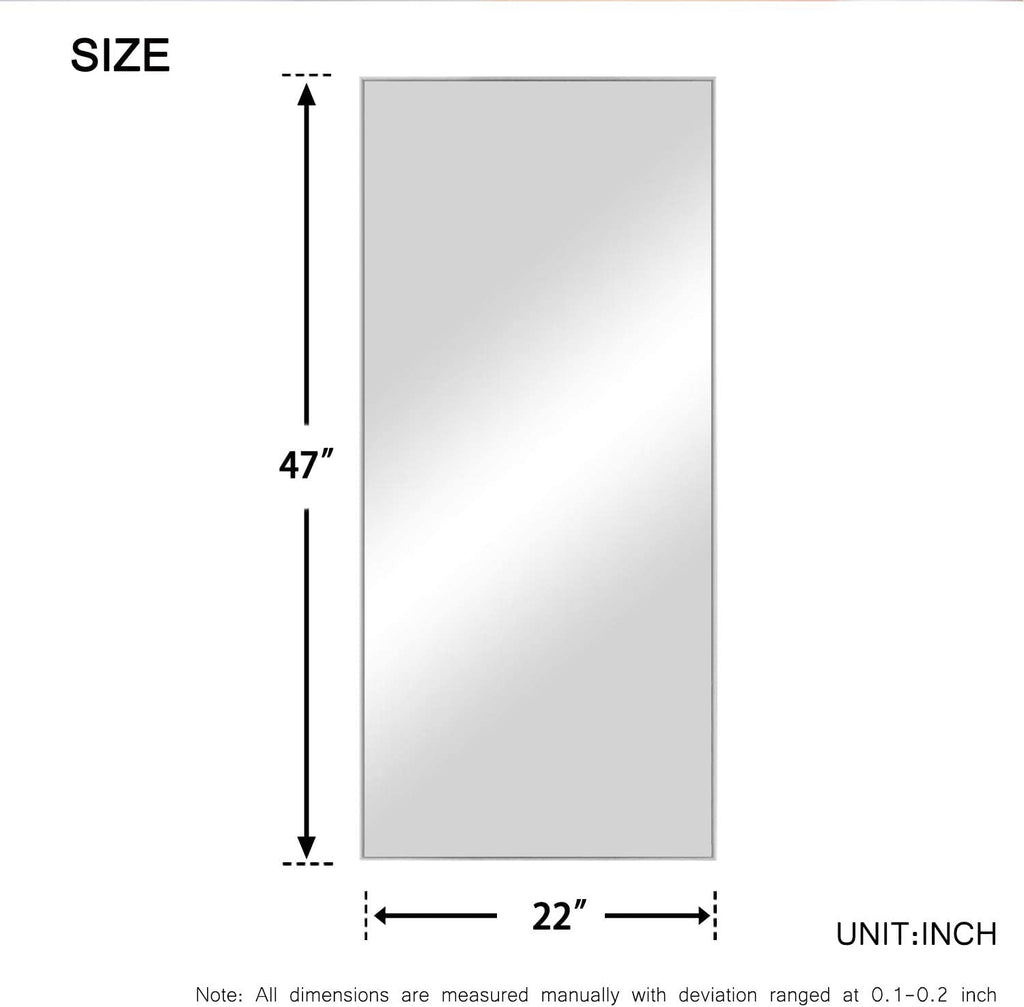 47"x22" Full Length Mirror Silver Wall Mirror Floor & Full Length Mirrors Body Mirror Bathroom Mirror Standing Mirror