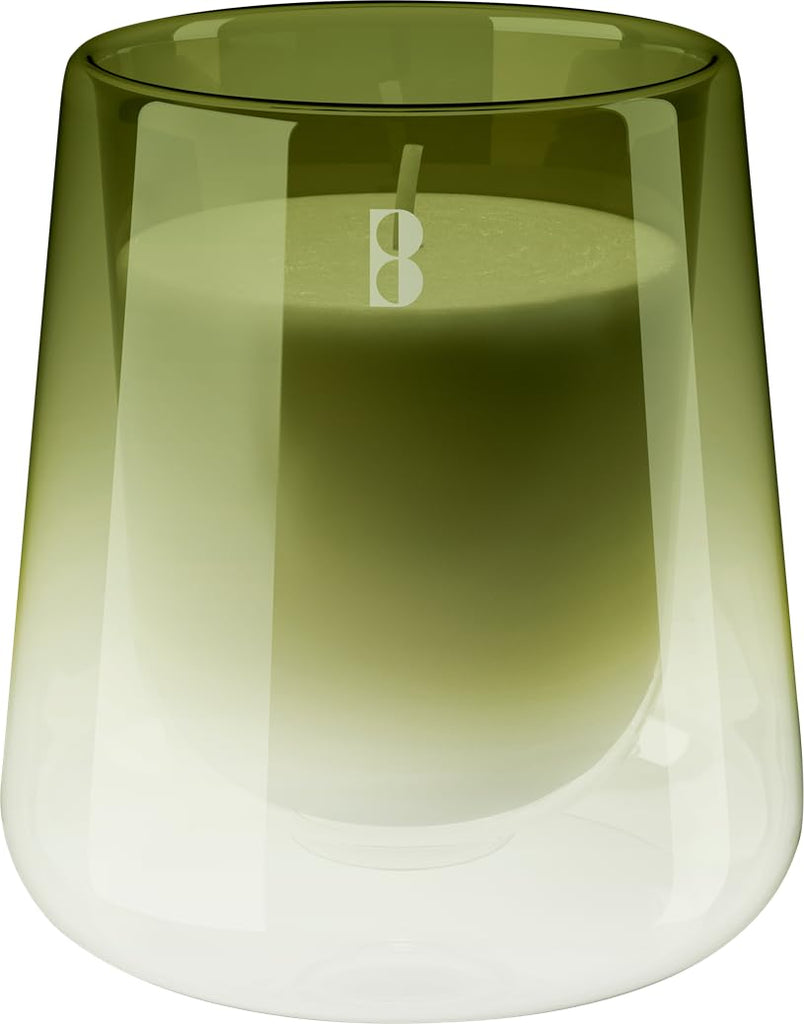 CleanLight Starter Set - Refillable Scented Candle - Glass Holder & Refill - Gardenia & Fig - Green - Long Burning