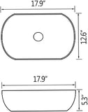 Black Vessel Sink Rectangle, 18"x13" Above Counter Porcelain Ceramic Bathroom Vessel Sink With Faucet and Drain Combo