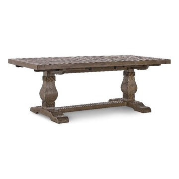 Quincy Reclaimed Pine Wood Extension Dining Table in Weathered Brown