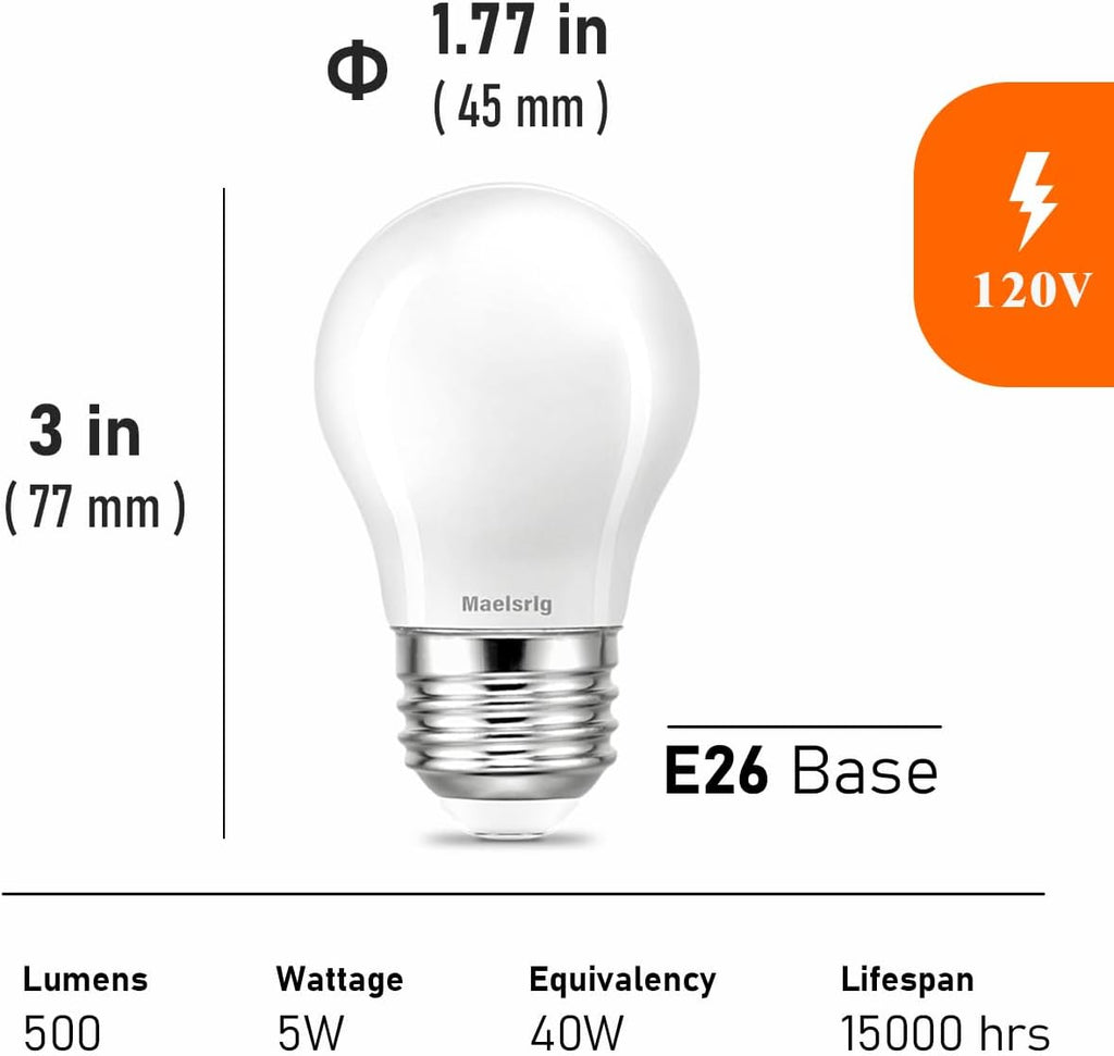 LED Appliance Bulb, 40W Equivalent, Range Hood Light Bulbs, Daylight White 5000K, 5W 500 Lumens, Non-Dimmable, E26