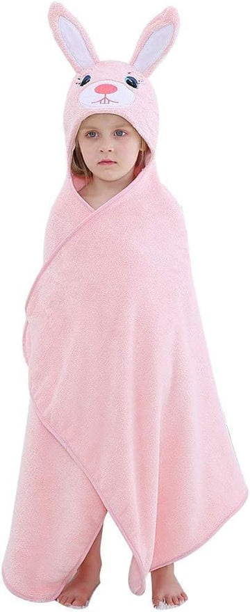 Cartoon Hooded Baby Towel Unisex, Premium Soft Swimming Bathrobe Large Washcloths 27.5" x 47" for 0 (Rabbit)