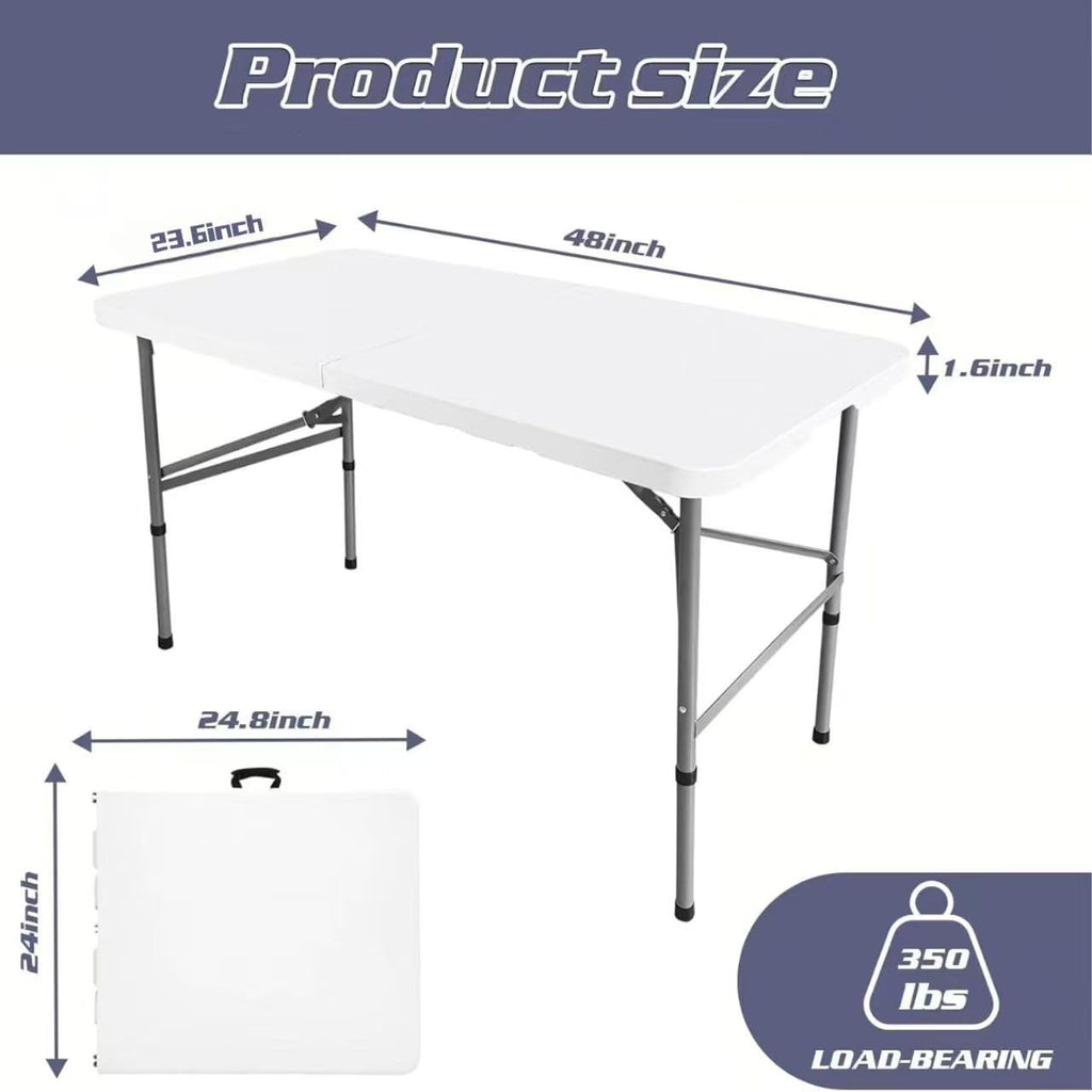 Field 4FT Folding Table, Heavy Duty, 330 lb Capacity, White