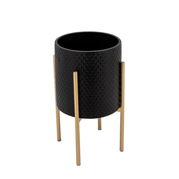 Decorative Flower Pots with Metal Stand Decor - Modern Planters, and Living Room Decor - Indoor and Outdoor Pots for