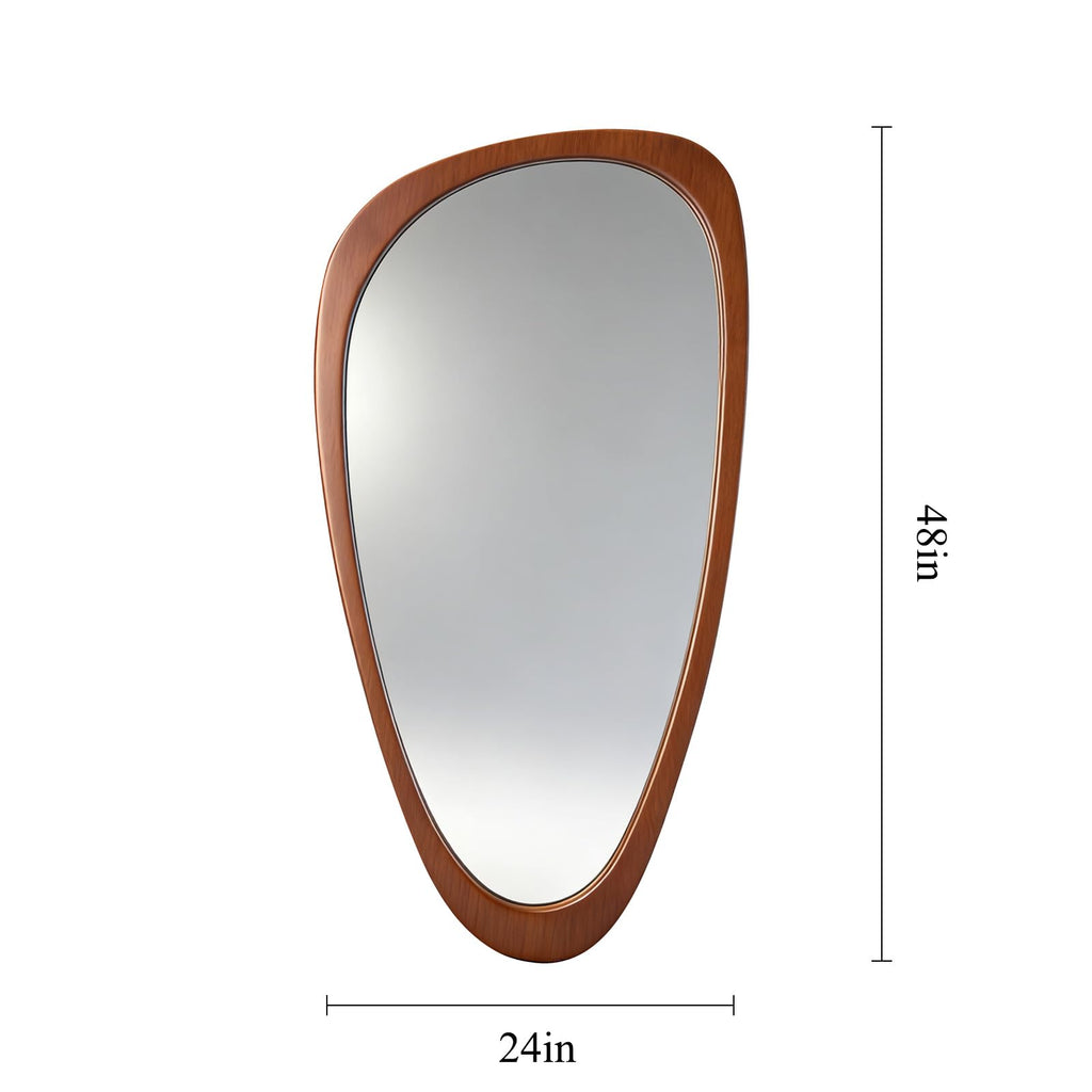 Asymmetrical Full Length Mirror, 48" H x 24" W Irregular Boho Decorative Wall Mirror, Mid Century Modern Wall Art