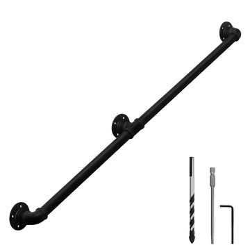 5FT Industrial Pipe Wall Handrail, Farmhouse Stairway Railing with 1-1/4 Inch Outer Diameter Pipe, Vintage Style