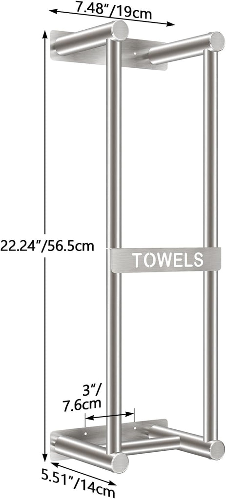 Towel Racks , Towel Storage for Small Bathroom 22inch, Stainless Steel Towel Rack Wall Mounted for Bath Towel
