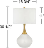 Nickki 30 1/2" Tall Large Mid Century Modern Glass End Table Lamp Celosia Orange Gold Brass Finish Metal Base Single