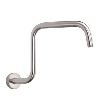 S Shaped Shower Arm, High Rise Shower Head Extension Pipe Standard 1/2" Connection with Flange, Awesome Shower