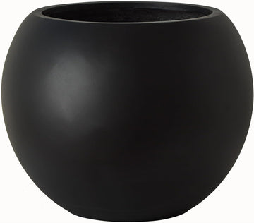 17" H x 21" Dia Black Fiberstone Planter Pot with Drainage Hole, Extra Large Indoor Outdoor Flower Pot for Artificial