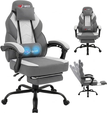 Gaming Chair with Pocket Spring Cushion, Fabric Gamer Chair with Footrest for Adults, High Back Ergonomic Computer