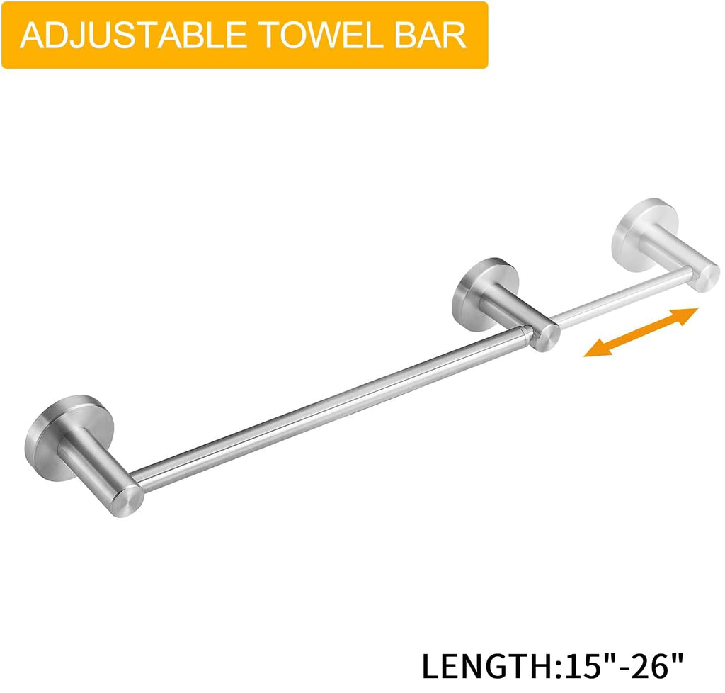 Adjust Towel Bar Towel Racks Wall Mounted Brushed Nickel