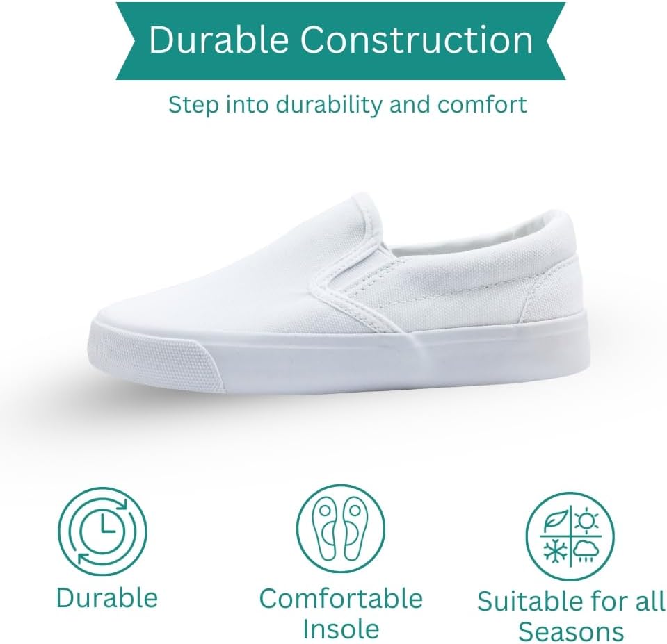 Kid's Classic Slip-On Shoes Canvas Sneakers Faux Leather Dress Boys & Girls