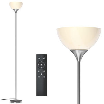 Floor Lamp, Remote Control with 4 Color Temperatures, Torchiere Floor lamp, Standing Lamps, Bulb Included (Brushed
