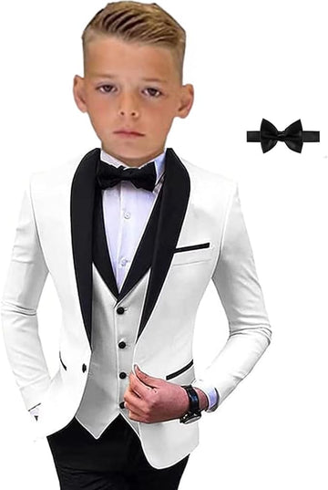 Suit for Boys Wedding Tuxedo 3 Piece Single Breasted Vest Blazer Pants Notched Lapel Formal Kids Party Suit Yellow 8