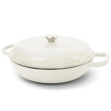 Enameled Cast Iron Dutch Oven, 3.8 Quart Pot With Lid, Non-Stick, Round, Oven Safe up to 500F for Marinate, Cook
