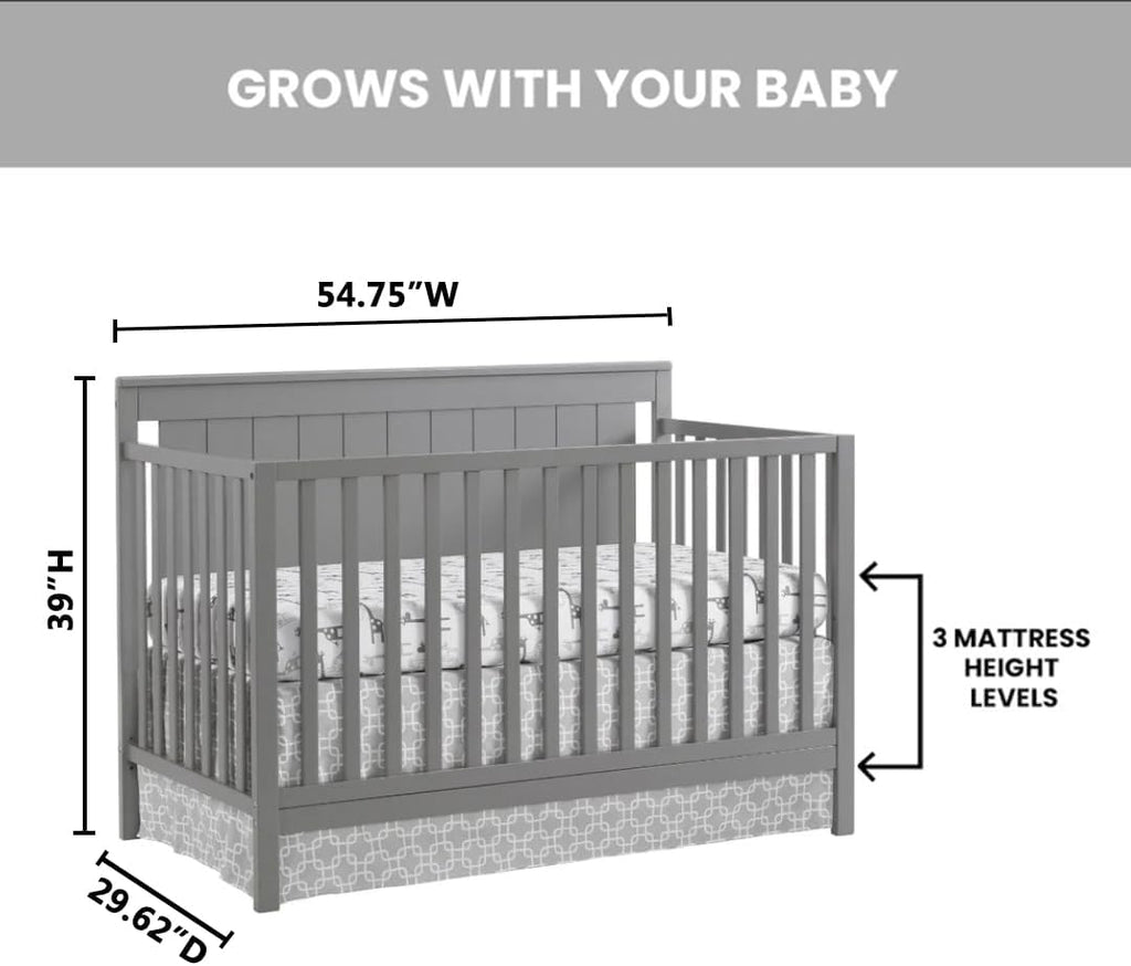 4-in-1 Convertible Crib, Dove Gray, GreenGuard Gold Certified