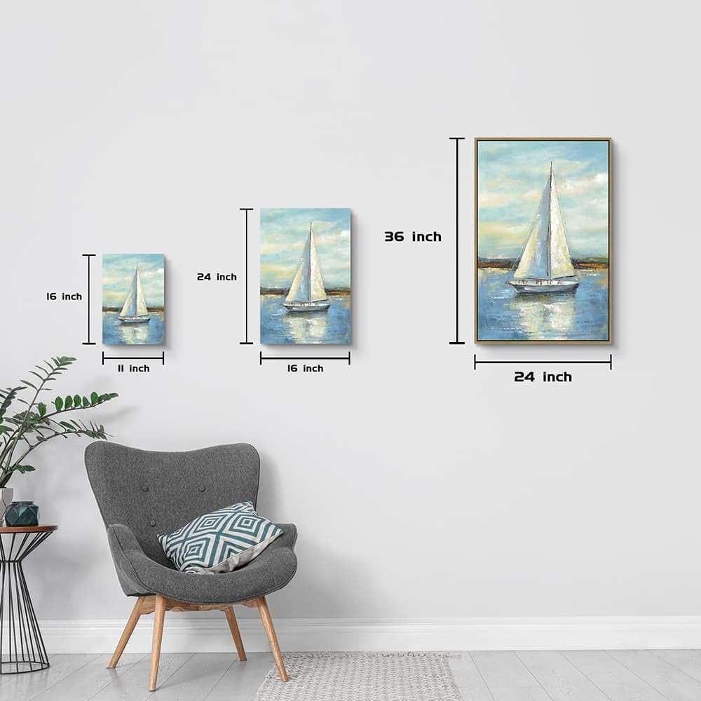 2 PCS Coastal Nautical Sailboat Canvas Wall Art 11x16 Inch
