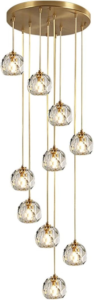 Long Crystal Chandelier LED Modern Pendant Light 59" Ceiling Light Crystal Ball Large Pendant Lighting Fixture for Staircase Living Room Hotel Hallway Foyer Entryway Gold A116-B0B1V85MSQ