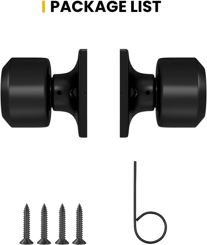 Black Half Dummy Door Knobs, Single Side Door Handles for Closets, French Double Doors, Non-Locking Inactive Matte