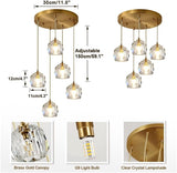 Chandelier Light Modern Chandelier Copper Crystal Pendant Light 47" Long Adjustable Ceiling Light for Living Room Staircase Hotel Ceiling Lighting Fixture(5 Head) A116-B0DHGMV8HL