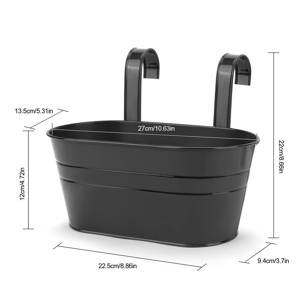 Hanging Planters, 10.6" Metal Railing Planters for Outdoor Plants, 4pcs