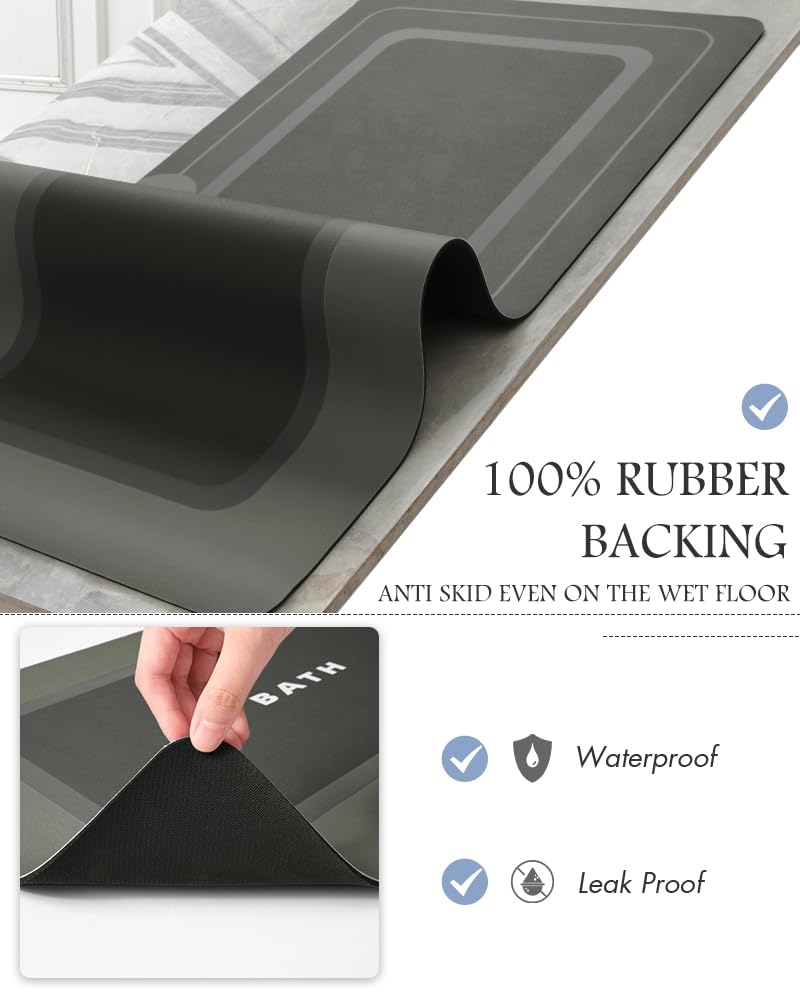 Bath Mat-Bath Mat Rug Non Slip Super Absorbent Stain Resistant Quick Dry Th Rug-Bath Mats Floor Bathtub