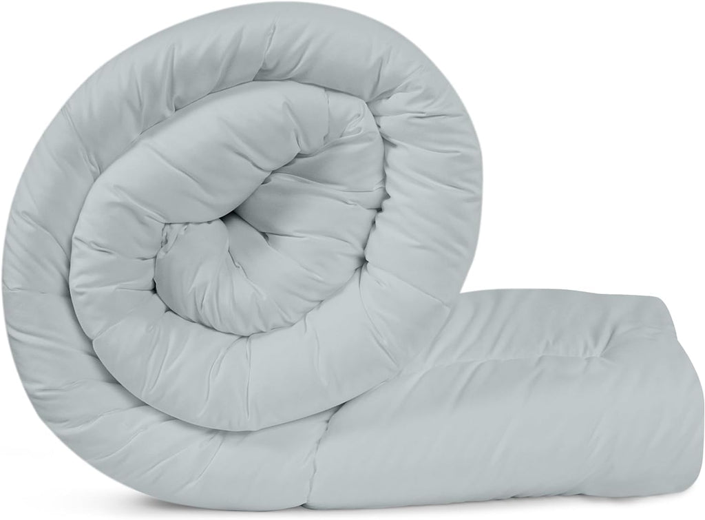 Comforter Duvet Insert, Quilted Comforter with Corner Tabs, Box Stitched Down Alternative Comforters (Light Grey, 220