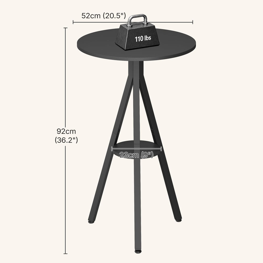 Bar Table, 2-Tier Round Pub Table, Counter Height Cocktail Table for Small Spaces, Dining Room, Cafe, Pub, Black