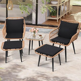 5-Piece Wicker Outdoor Patio Furniture Set - Bistro for Backyard, Garden & Porch