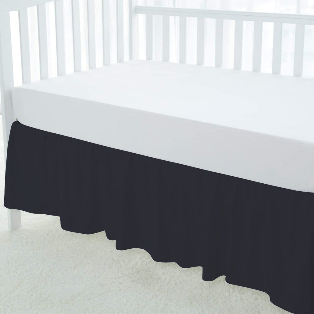 Dust Ruffle Crib Skirt, 100% Egyptian Cotton 800 Thread Count, Crib Size (28" x 52"+14") Inch Drop Toddler Bed Skirt