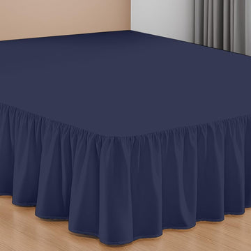 24 Inch Drop Ruffled Bed Skirt Queen Size - Classic Gathered Styling, Platform Style Dust Ruffle with Secure Fit