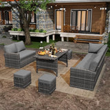 7-Piece Wicker Outdoor Patio Furniture Set | Grey All-Weather Resistant for Patio, Garden & Porch
