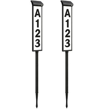 Solar Address Sign, House Number for Outside Waterproof, 3-Color LED Illuminated Address Plaque with Stake, Solar