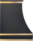 Black Stainless Steel Wall Mount Range Hood 4 Speed LED Lights