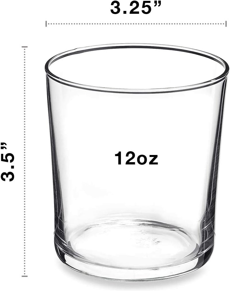 Bodega Collection Glassware - Set Of 12 Medium 12 Ounce Drinking Glasses For Water, Beverages & Cocktails - 12oz