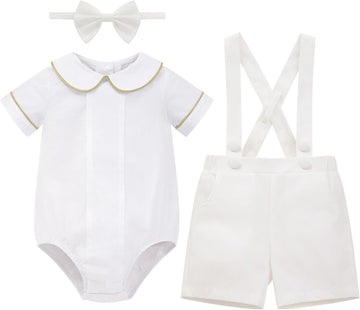 Newborn Baby Boy Baptism Bowtie Outfits